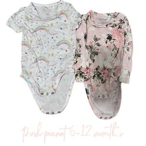 PoshPeanut let them be little rainbows tee and vintage rose long sleeve